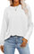 SOADKP Damen T-Shirt Oversize Oberteile Langarm Rundhals Lose Tops Elegant Bluse Tunika (weiß/S)