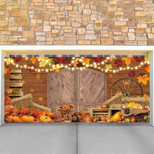 400 x 185 cm Herbst-Garagentor-Banner, Garagentor-Dekorationsabdeckung, Herbstbanner, Garagentorabdeckungen, dekorativer Thanksgiving-Hintergrund,Door Decorations Banner
