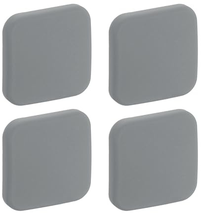 QUARKZMAN 4Pcs Arrêts de Porte Protecteurs Muraux Carré Auto-Adhésif Gris | Amortisseur de Poignée de Porte en Silicone Souple, Protecteur de Bouton de Porte pour Maison Bureau