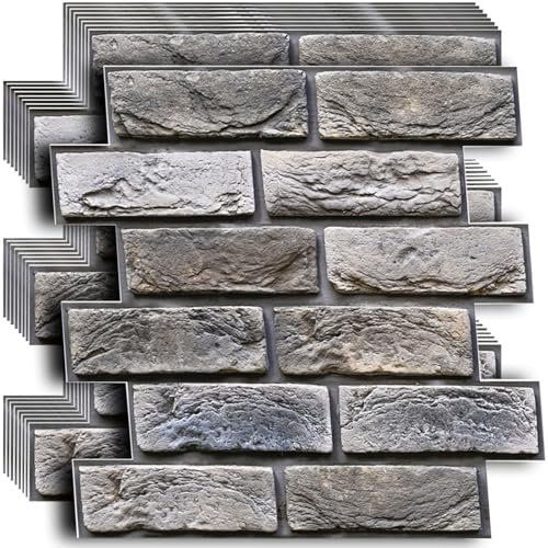 szdianhai 3D Selbstklebende Wandpaneele,10 Stück 30x30 cm 3d Küche Wandpaneele für PVC Tapeten WasserdichteZiegelstein Wandverkleidung Steinoptik PVC für Wohnzimmer,Kamin,Schlafzimmer.