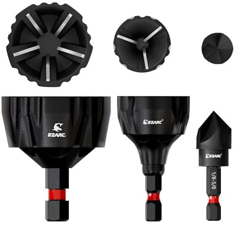 EZARC Lot de 3 outils d'ébavurage à chanfrein externe et foret à fraiser en carbure de tungstène, adaptés pour l'élimination des bavures de 1/8-1-3/8 (3 mm-35 mm)