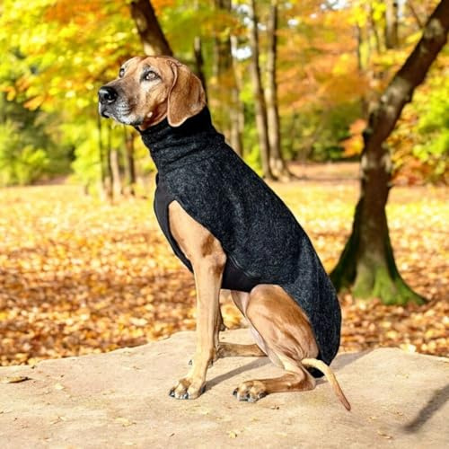 EDEL&SCHNELL Hundemantel wasserdicht, Woll-Wintermantel für Whippets, Warmer Hunde Wintermantel Größe 50–55