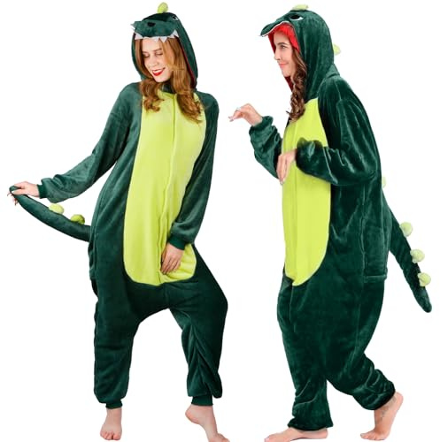Costume unisex Onesie Costume Pigiama intero per adulti con cappuccio, pigiama con animale, abbigliamento in peluche per cosplay, travestimento, carnevale, feste di Halloween