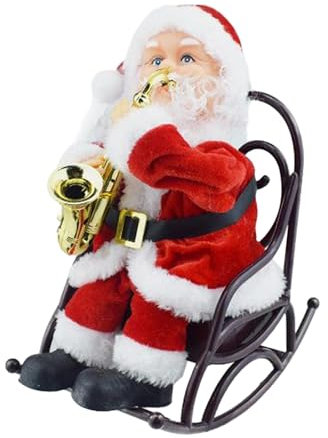 EHJRE Weihnachtsmann Ornament, Weihnachtsmann Figur mit Musik, Mini Weihnachtsfiguren, Saxophon