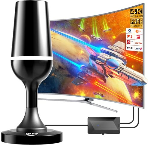 DVBT2 Antenne, DVB-T/DVB-T2-Antenne, Stärkere Stabantenne für digitales Fernsehen/Digital TV/DAB Radio/DVB-T2 Tuner Stick, Maximale Signalqualität - Mit Magnetfuß 3m Kabel