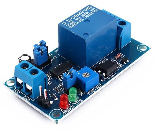 Verzögerungsplatine, 5-V-Verzögerungs-Ein- oder Ausschaltmodul, Einstellbares Potentiometer, 8 Zeitbereiche, AC- oder DC-Last, Leistungsumkehr, mit Diode, für Große Stromlast