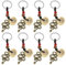 witeup Lot de 8 porte-clés porte-bonheur Feng Shui - Signe du zodiaque chinois - Statue serpent - Porte-bonheur - Accessoire à suspendre, or, taille unique