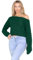Hamishkane® Womens Cable Knitted Off Shoulder Jumper, Long Sleeve Slash Neck Pullover Sweater, Winter Cropped Oversized Ladies Jumpers Bottle Green