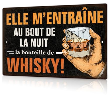 Putuo Decor Plaque Métallique Whisky, Panneau Déco Bar Rétro en Aluminium, Idéal pour Cave à Vin et Salon, 30x20 cm