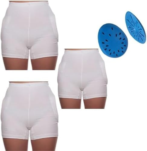 Comfort & Care Apparel Hip Protector Pants a set of 3 pieces / Breathable fabric 95% cotton & 5% lycria /Washable/ With Pads (S)