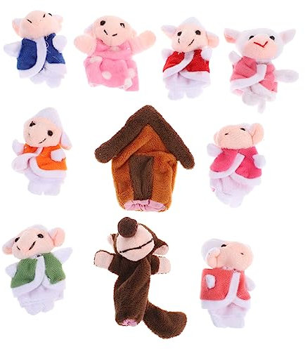 IMIKEYA Fingerpuppen Plüsch Wolf und Schafe Lustige Finger Spielzeuge für Zuhause und Schule Weiches und Sicheres Material für Jungen