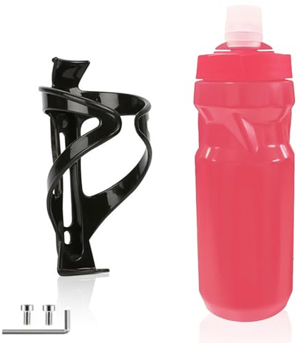 KLEHOPE Fahrrad Trinkflasche mit Halter, 600ml Trinkflasche Fahrrad mit Halterung, Fahrrad Getränkehalter mit Flasche, für Rennräder, E-Bikes, Mountainbikes, Trekkingräder