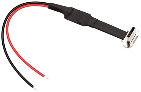 Xilaghy Right Angle USB C FPC Flat Power Pigtail Cable 5.5in 90 Degree USB Type C Male Plug to 2 Pin Bare Wire Open End Power Pigtail Cord for DIY Power Cord Replacement Repair, 14cm