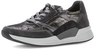 Gabor Damen Low-Top Sneaker, Frauen Sneaker,Schmerz-mindernd,Arbeit,buero,aktuell,Freizeit,festlich,senkfuss,schw/silb/dkgrau k.,40 EU / 6.5 UK