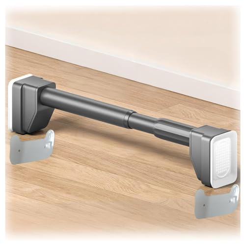 Verstellbare Duschvorhangstange, 2,5 cm, ohne Bohren, Edelstahl, Teleskopstange, 40,6 - 496 cm, extra lang mit Kartenablage, Grau, 210–300 cm