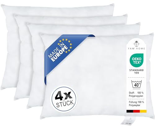 FAM Home Kissenfüllung 30x50 cm (4er Set) Sofakissen Dekokissen 230g | Ideal als Innenkissen & Füllkissen für Zierkissen: Mittelfest, hypoallergen und maschinenwaschbar. Perfekte Form für Bezüge.