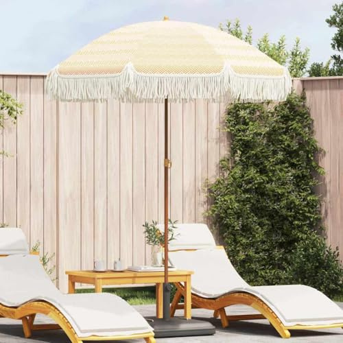 Nqyjm Parasol de plage jaune et blanc 160 x 160 x 196 cm pour balcon, jardin, terrasse