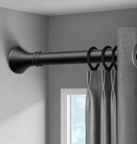 Gardinenstange zum Klemmen, Vorhangstange ohne Bohren 400-500cm Teleskopstange Vorhang Edelstahl Klemmstange für Gardinen (Schwarz)