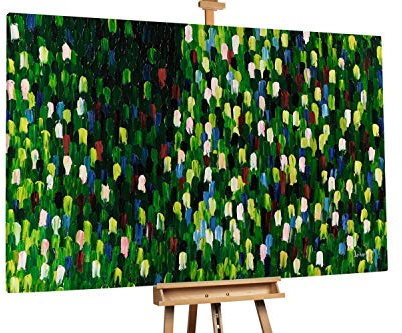 KunstLoft® XXL Gemälde 'Mystisches Mosaik' 180x120cm | original handgemalte Bilder | Abstrakt Grün Grün | Leinwand-Bild Ölgemälde einteilig groß | Modernes Kunst Ölbild