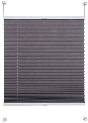 Liedeco® Plissee verspannt mit Klemmträger / 70x150 cm (Breite x Höhe) grau/lichtdurchlässig Blickdicht stufenlos verstellbar/leichte Innen-Montage ohne Bohren / 123 montiert/farbig zum Klemmen