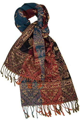 Cara Mia Damen-Schal Herbst Winter Viskose Maxi XXL Schwarz Türkis Glitzer