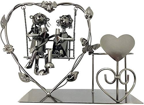 Natura Balance Flaschenhalter Liebespaar Schaukel Liebesschaukel Hochzeit Geschenk Herz Weinflaschenhalter Metall Hochzeitspaar Valentinstag