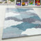 Teppium Kinderteppich für Mädchen und Jungen Wolken Design 160 cm Rund Blau - Waschbarer Teppich Weich, Pflegeleicht und Antiallergen - Teppich für Kinderzimmer, Babyzimmer und Spielzimmer