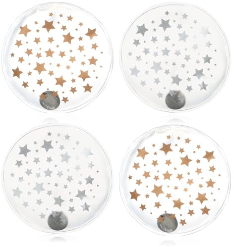 com-four® 4X Taschenwärmer Taschenwärmer wiederverwendbar - Handwärmer mit kleinen Sternen - Wärmepad für kalte Tage und für unterwegs (04 Stück - Kleine Sterne transparent)