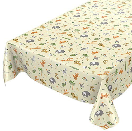 ANRO Tischdecke Wachstuch abwaschbar Wachstuchtischdecke Wachstischdecke Kinder Geburtstag Tiere Hellgrün wasserabweisend Gartentischdecke Meterware pflegeleicht Lotuseffekt 200x140cm