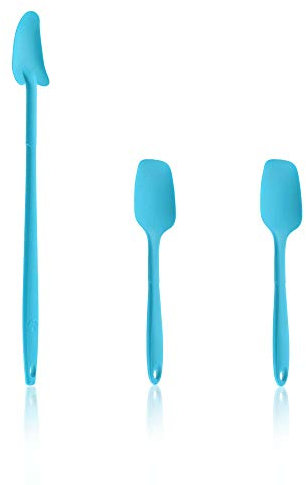 Kochblume Geizhals Set, Restelöffel, Flexlöffel S | Premium Premium-Silikon & BPA freimit Edelstahlkern | (türkis, 3er Set)