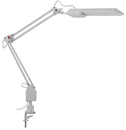 Manningham Lighting 5W LED White Table Desk Edge Mounted Clamp Lamp Neutral White 4000K Study Reading Work Office Home Room Edge Mounted Desk Clamp Lamp Adjustable Arm Artist Heron Bench Lamp