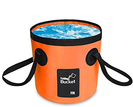 Faltbarer Eimer,Tragbarer, Faltbarer Eimer, Wasserbehälter, Aufbewahrung, Wascheimer, 20L, für Camping, Wandern, Angeln, Reisen (orange)