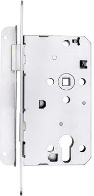 Vachette Serrure à encastrer Alsace Gauche à Passage de Cylindre - 67588/SC-G - Axe à 55mm, Entraxe 72mm, Carré de 8mm, Gris