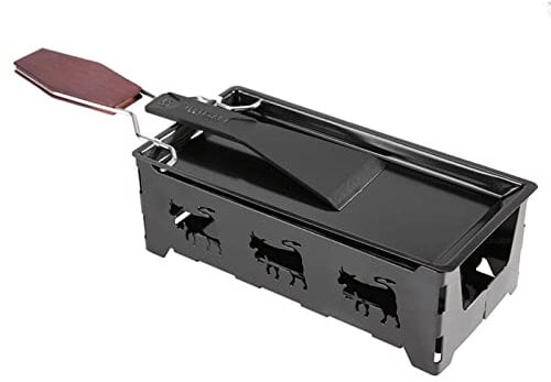 Derretidor de queso antiadherente para queso Raclette, máquina de raclette con rotulador de queso portátil con espátula y mango plegable