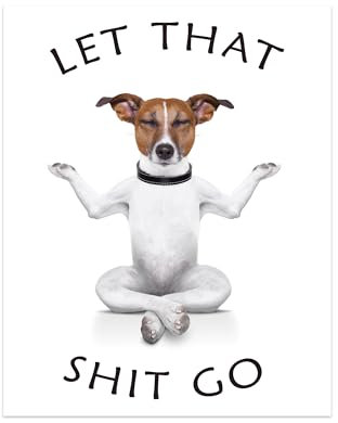 Poster mit Aufschrift Let That Shit Go, lustige Raumdekoration, Badezimmer-Kunst, Schlafsaal-Poster, lustige Poster, Wandkunst-Dekoration für Yoga, Schlafzimmer, Größe 20.3 x 25.4 cm, nicht gerahmt