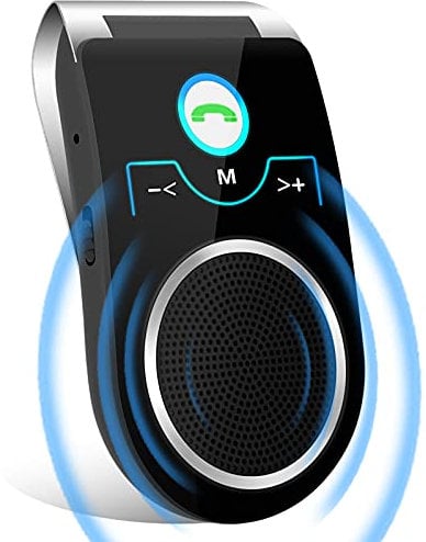 Kit Vivavoce Bluetooth per Auto, Bluetooth 5.0 Altoparlante per Veicoli con altoparlante potente da 3W, Connettività Dual Link, Comandi Vocali per Chiamate Viva voce, Streaming Musicale e GPS