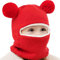 Qersh Baby Wintermütze Schal Schlupfmütze Warm Niedlich Bär Wintermütze Schalmütze Strickmütze mit Bommel Fleecefutter Beanie Mütze für 2-7 Jahre alt Baby (Rot, 2-7 Jahre alt)