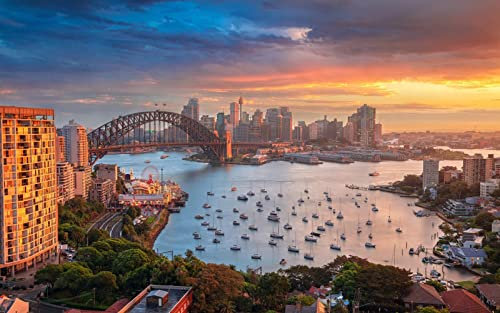 Haeran River Sydney Australia Port City Gebäude DIY 5D Diamond Painting by Number Unique Kits Home Wall Decor Crystal Strass Wall Decor