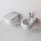 Sanitari sospesi senza brida Althea Cover in ceramica Bianco Opaco wc+ bidet + sedile soft close slim