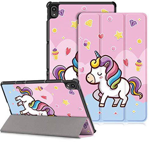 DINGGUAGUA Hülle für Lenovo Tab P11 (TB-J606) / P11 Plus (TB-J616) 11 2021,Ultra Dünn Schutzhülle mit Standfunktion und Auto Schlaf/Wach Funktion,Einhorn