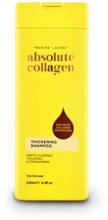 Absolute Collagen, verdickendes Collagen-Komplex-Shampoo, für dünnes und feines Haar, stärkt, verdickt, nährt und reinigt, steigert den Glanz, parabenfrei, 250 ml (1 Stück)