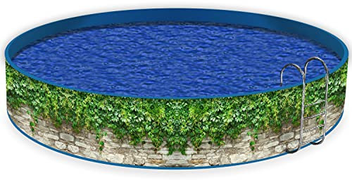 Wallario Pool Verkleidung mit Motiv und Ösen, Umrandung Dekoration, Motiv Steinmauer und grünen Pflanzen, Größe Höhe 120 cm x L 15m
