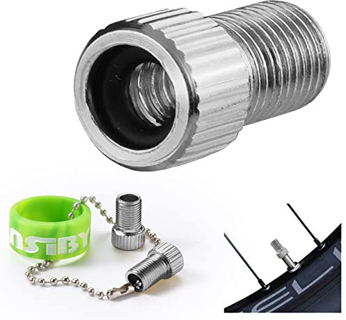 PANSIBY Fahrradventil Adapter, Fahrrad Ventil-Adapter DV & SV, Französisches Dunlop Ventil Adapter mit Schlüsselanhänger, Sclaverand Dunlopventil auf Auto AV Autoventil, Schrader Presta für Fahrräder