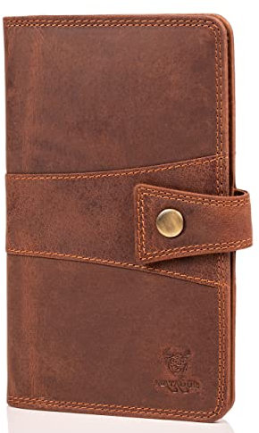 MATADOR Mappe für Reisepass - Reiseorganizer Leder Extra Groß Jagdscheinetui EU Heimtierausweis Impfpass Hülle Vintage Braun