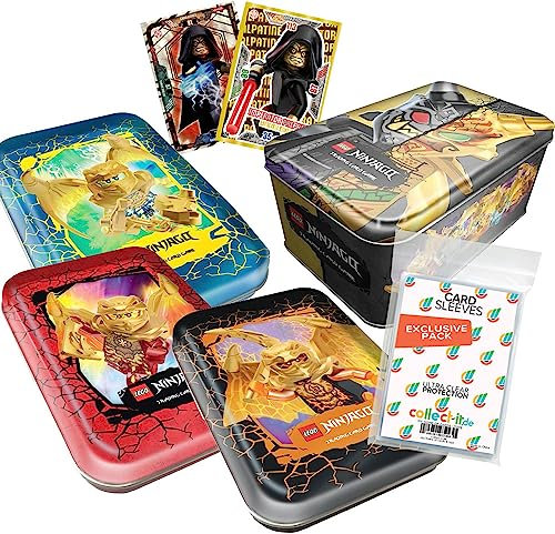 Bundle mit Blue Ocean Lego Ninjago Serie 8 Trading Cards - 1 Tin Boxen + alle 3 verschiedenen Mini Tin Boxen + Exklusive Collect-it Hüllen