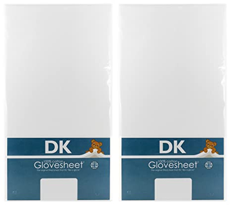 Pack of 2 Glovesheets, Large Travel Cot. Fitted sheet for mattress up to 105cm x 75cm White