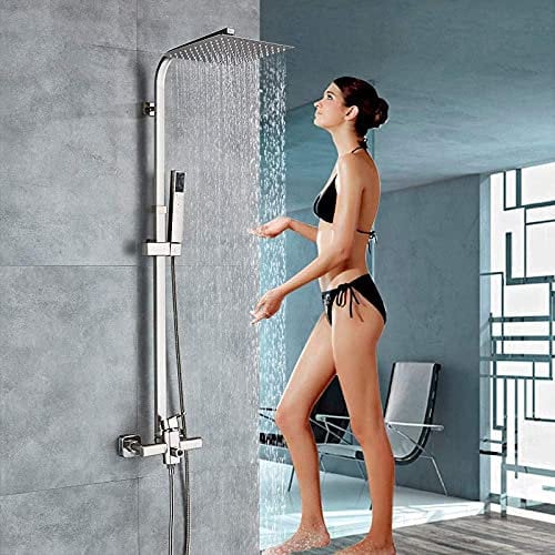 Duschsystem Luxus 8 Edelstahl Regendusche Set Wasserhahn EIN Griff in der Wand Badezimmer Dusche Mischbatterie mit Handbrause Heiß Kalt Wasserhahn