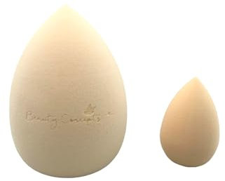 Éponge de maquillage pour fond de teint, fond de teint, sans latex, pour fond de teint liquide, poudre, crème solaire et crème, 1 grande éponge, 1 petite éponge (beige)