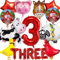 Tier Folienballon Set, Kindergeburtstag Deko 3 Jahre, Luftballon 3 Geburtstag, Geburtstagsdeko 3 Jahre, Bauernhof Geburtstag Deko, Geburtstagsparty Deko 3 Jahre für Junge Mädchen Kinder Party.