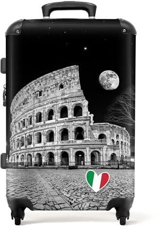 NoBoringSuitcases.com® Handgepäck, Hartschalenkoffer mit TSA Schloss, Trolley, Reisekoffer, Carry on, Rollkoffer, Klein oder Mittelgroß Schwarz Weiß